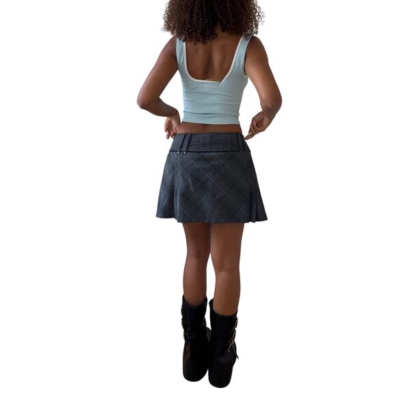 Vintage Esprit Plaid Belt-Detail Mini Skirt (S/M) - Picture 4 of 9